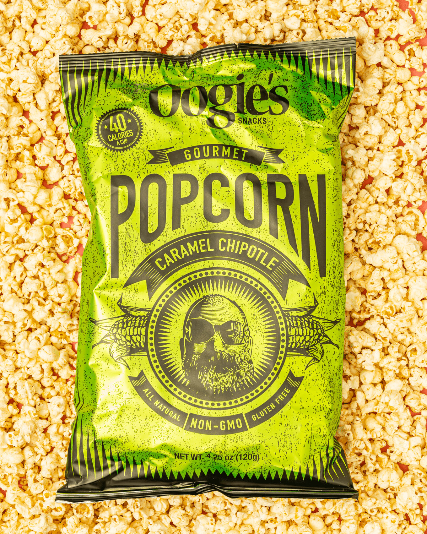 Caramel chipotle gourmet popcorn bag