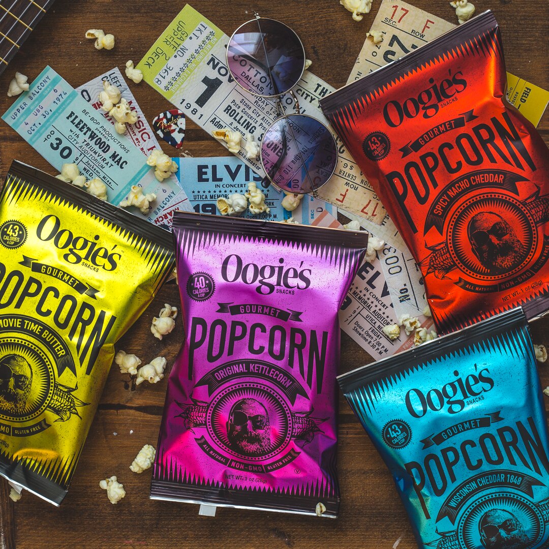 All of Oogie's snack size popcorn flavors
