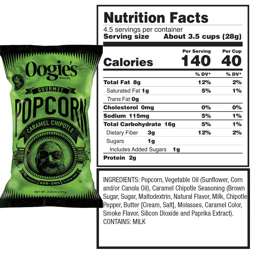 Caramel Chipotle popcorn nutrition facts