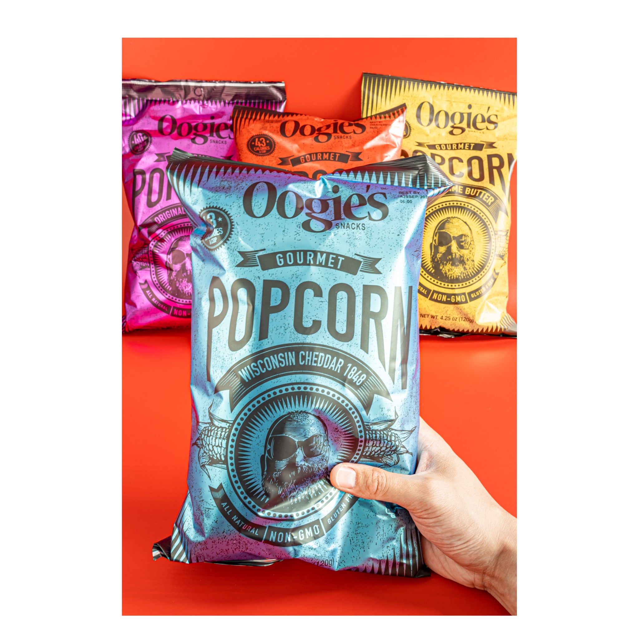 Four fan favorite Oogie's popcorn flavors