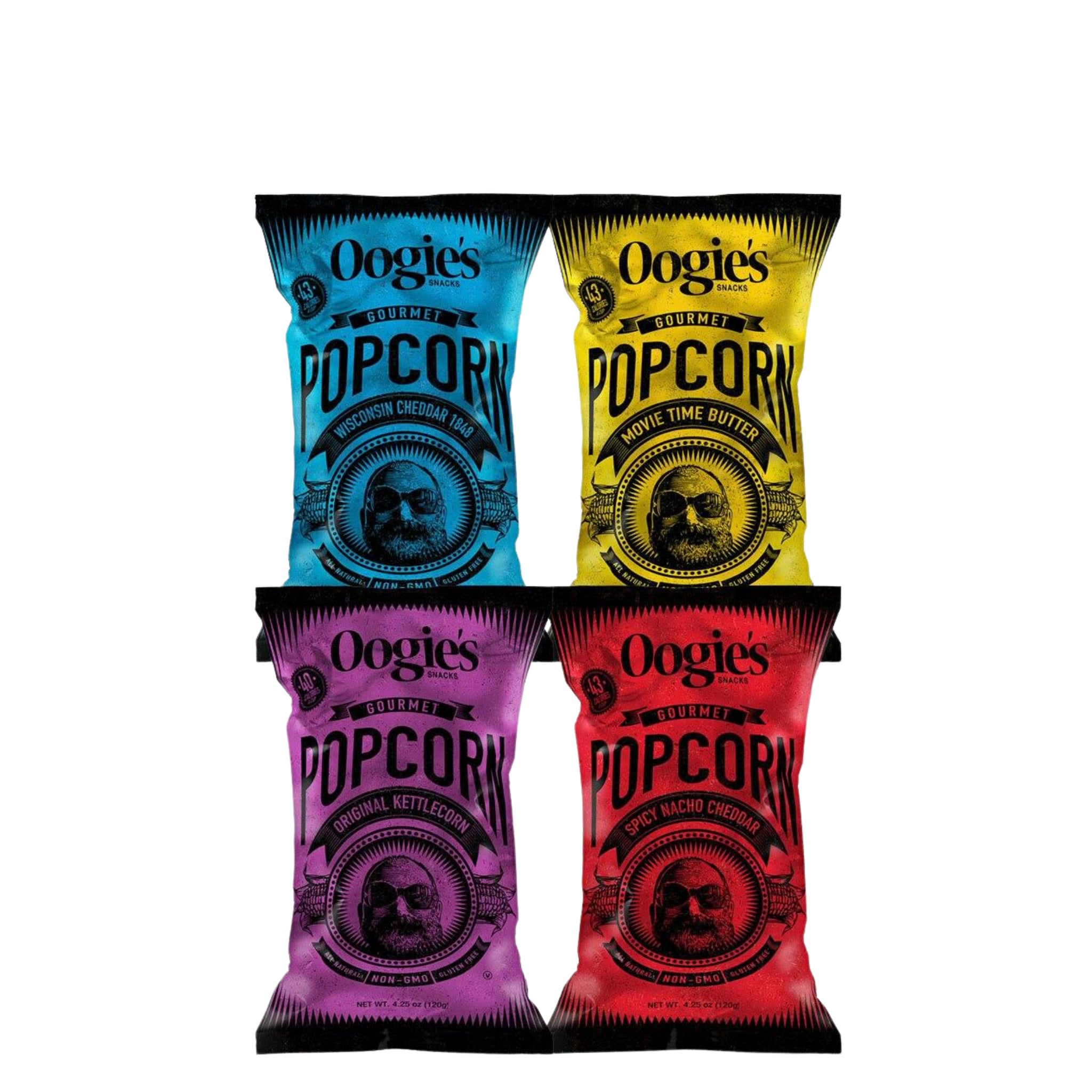 Four fan favorite Oogie's popcorn flavors